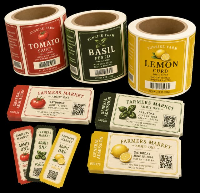 Barcode / QR print production example created with PDF Press
