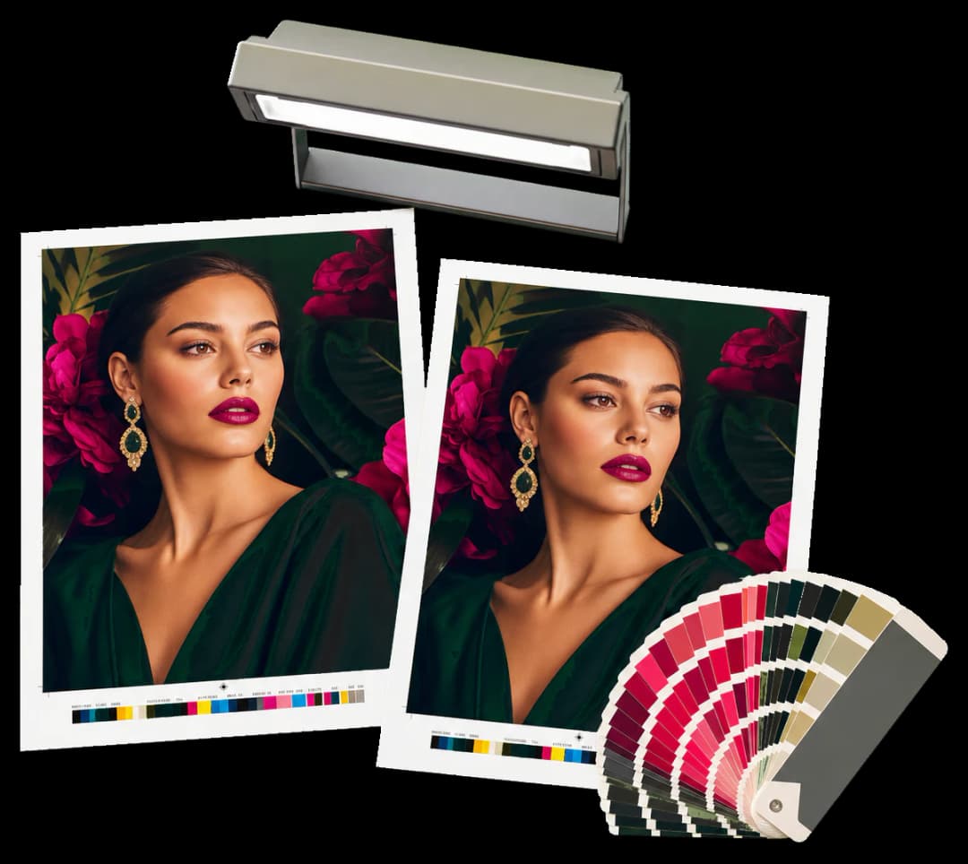 Color Management print production example: Converts color profiles and proofs how colors will print.