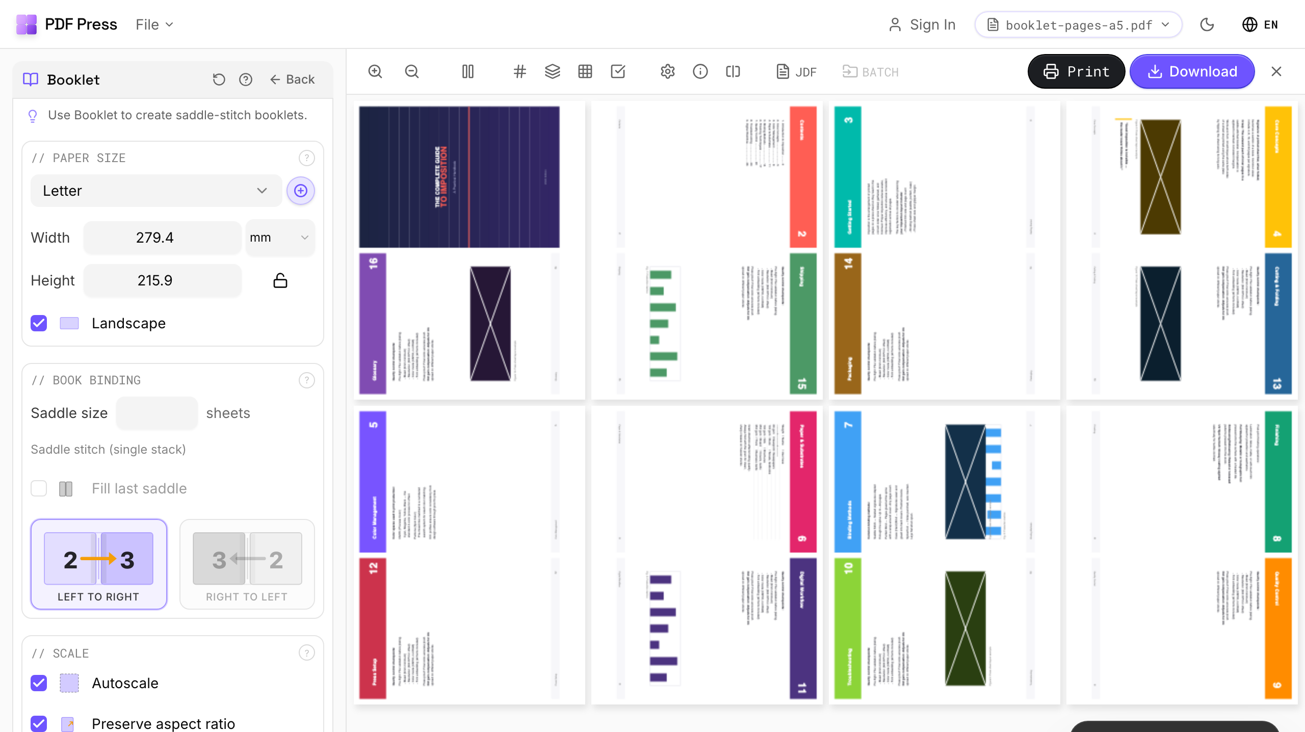 Pick format and paper — how-to-create-zine in PDF Press