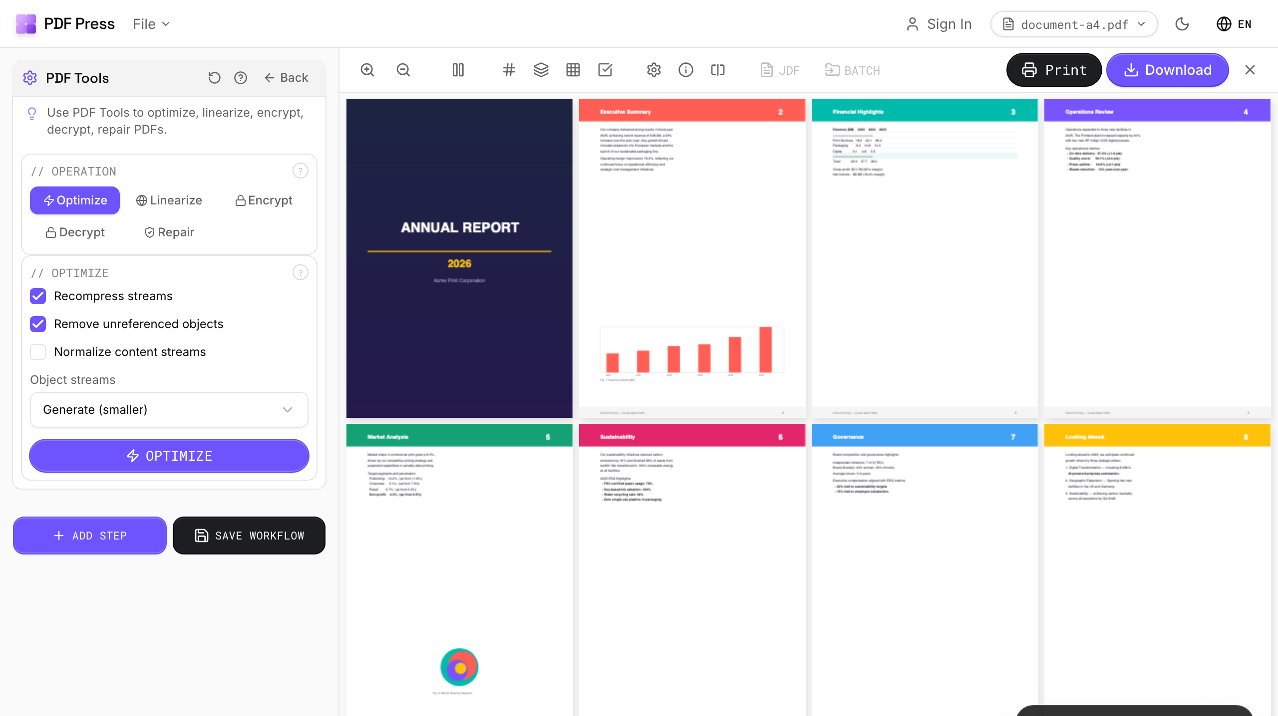 Open the PDF Optimizer — pdf-transparency-flattening-guide in PDF Press