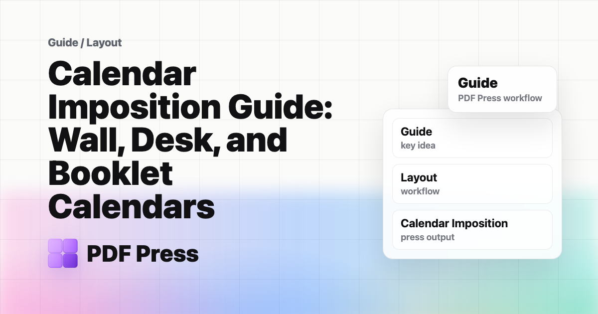 Calendar Imposition Guide: Wall, Desk, and Booklet Calendars cover illustration