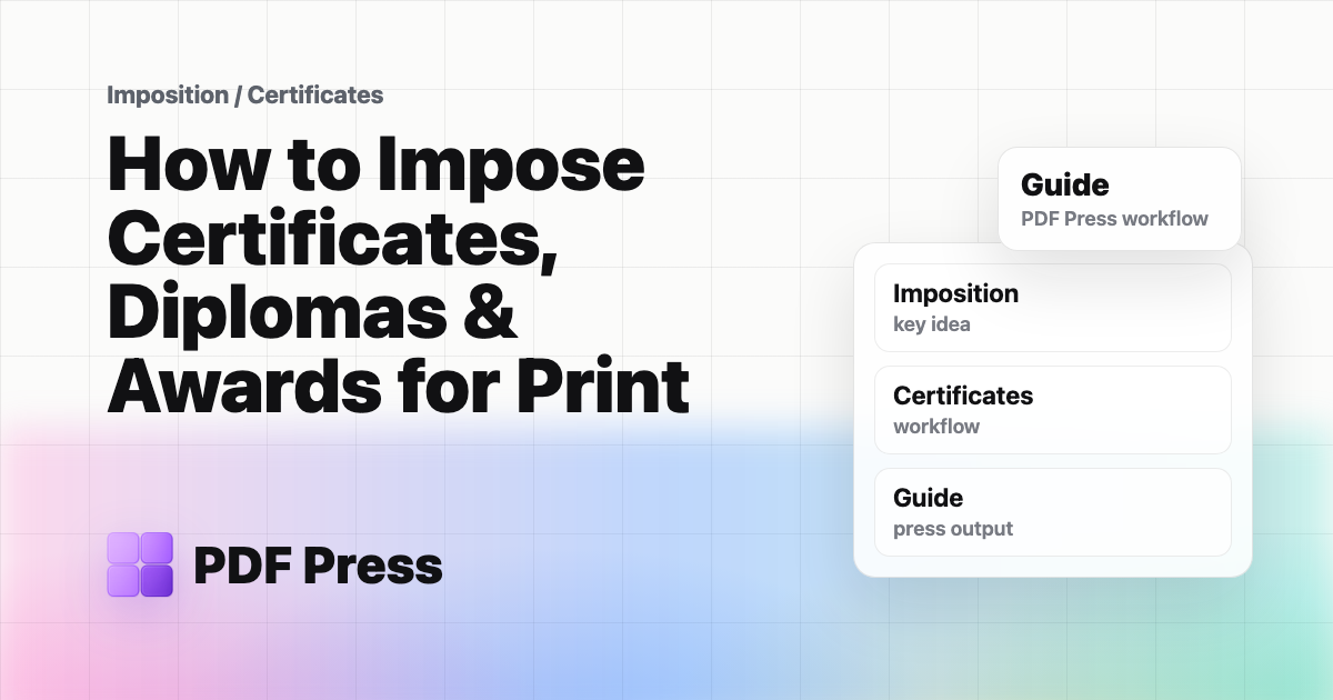 How to Impose Certificates, Diplomas & Awards for Print cover illustration