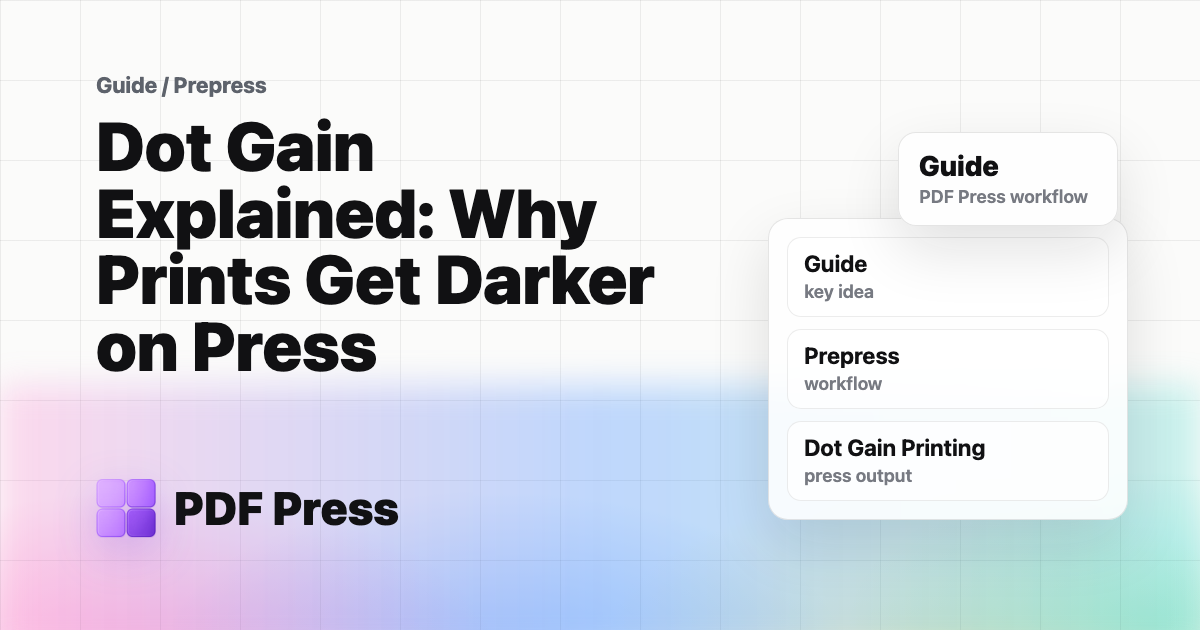 Dot Gain Explained: Why Prints Get Darker on Press — Why do prints come out darker and muddier than your file? (PDF Press guide cover illustration)