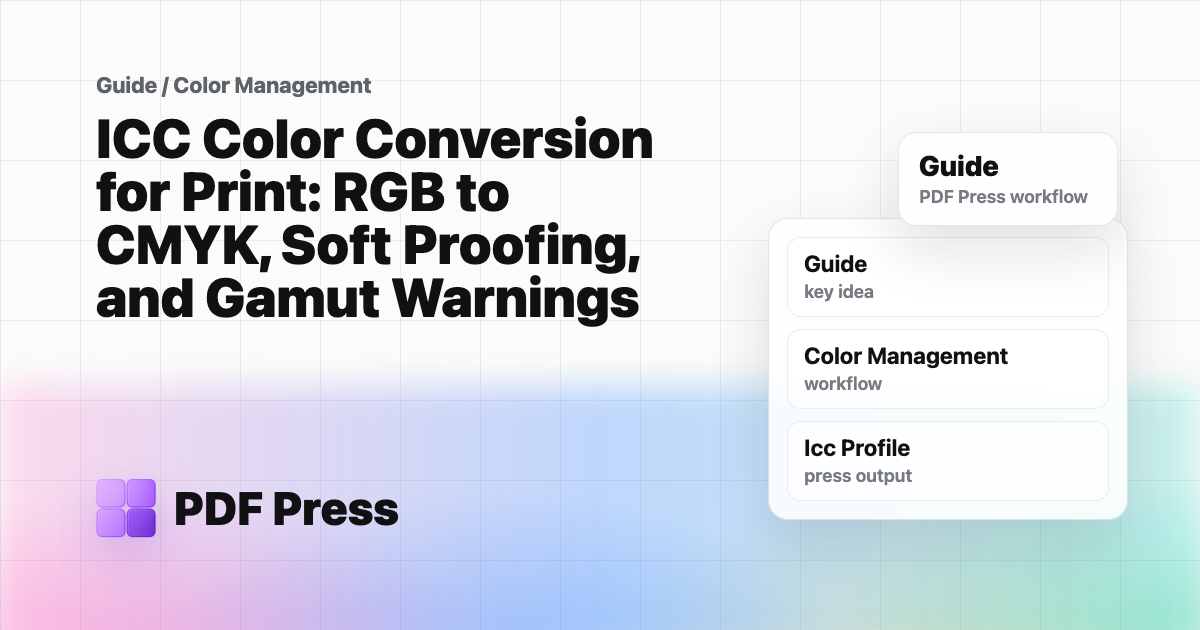 ICC Color Conversion for Print: RGB to CMYK, Soft Proofing, and Gamut Warnings cover illustration