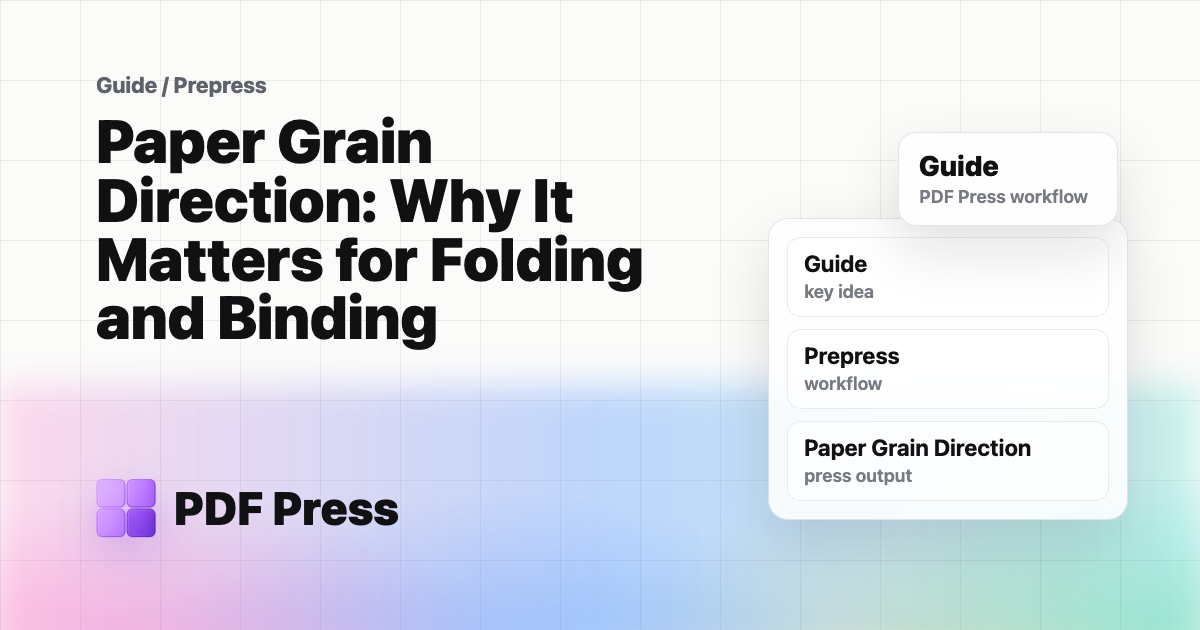 Paper Grain Direction: Why It Matters for Folding and Binding — A comprehensive guide for printers and prepress professionals on how paper grain… (PDF Press guide cover illustration)