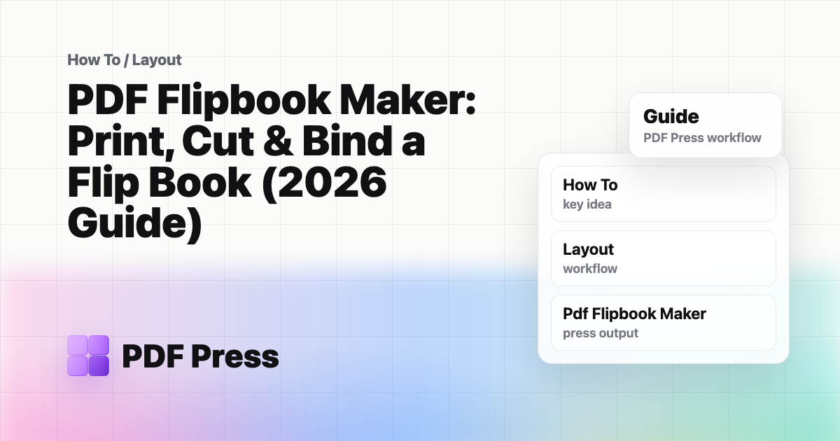 PDF Flipbook Maker: Print, Cut & Bind a Flip Book (2026 Guide) cover illustration