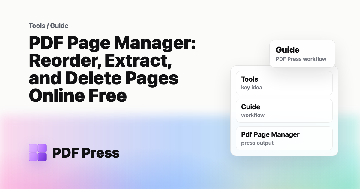 PDF Page Manager: Reorder, Extract, and Delete Pages Online Free cover illustration