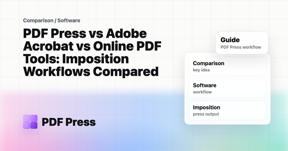 PDF Press vs Adobe Acrobat vs Online PDF Tools: Imposition Workflows Compared cover illustration