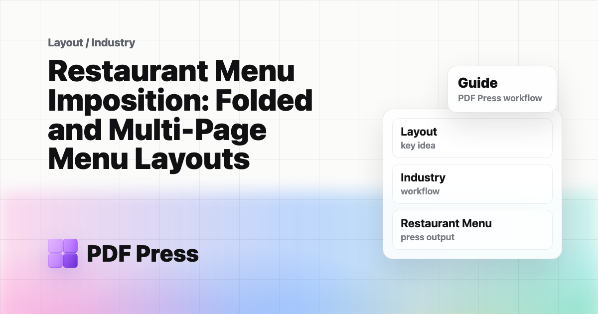 Restaurant Menu Imposition: Folded and Multi-Page Menu Layouts cover illustration