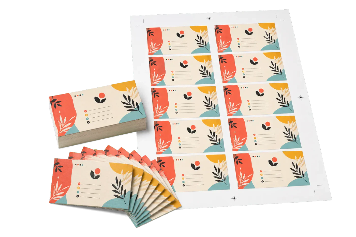 10-Up Business Cards realistic print production example