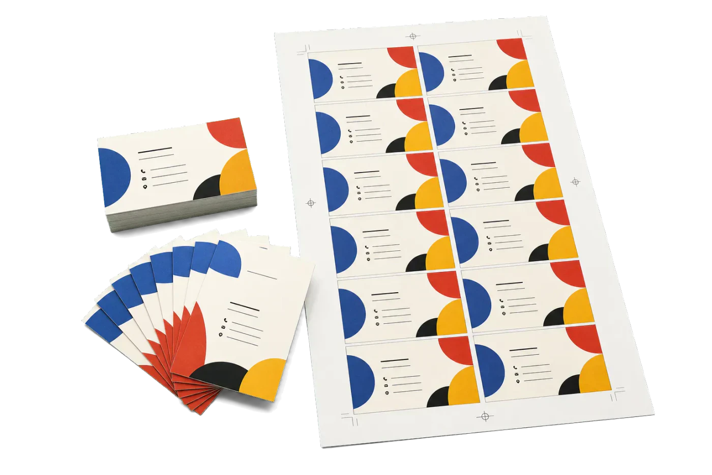 14-Up Business Cards (Tabloid) realistic print production example