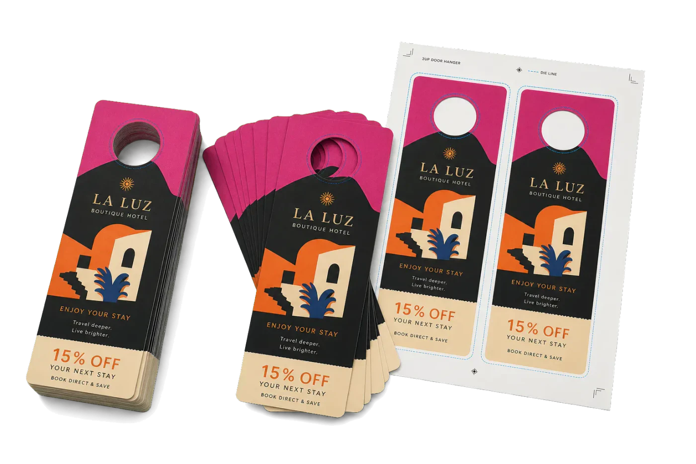 2-Up Door Hangers realistic print production example