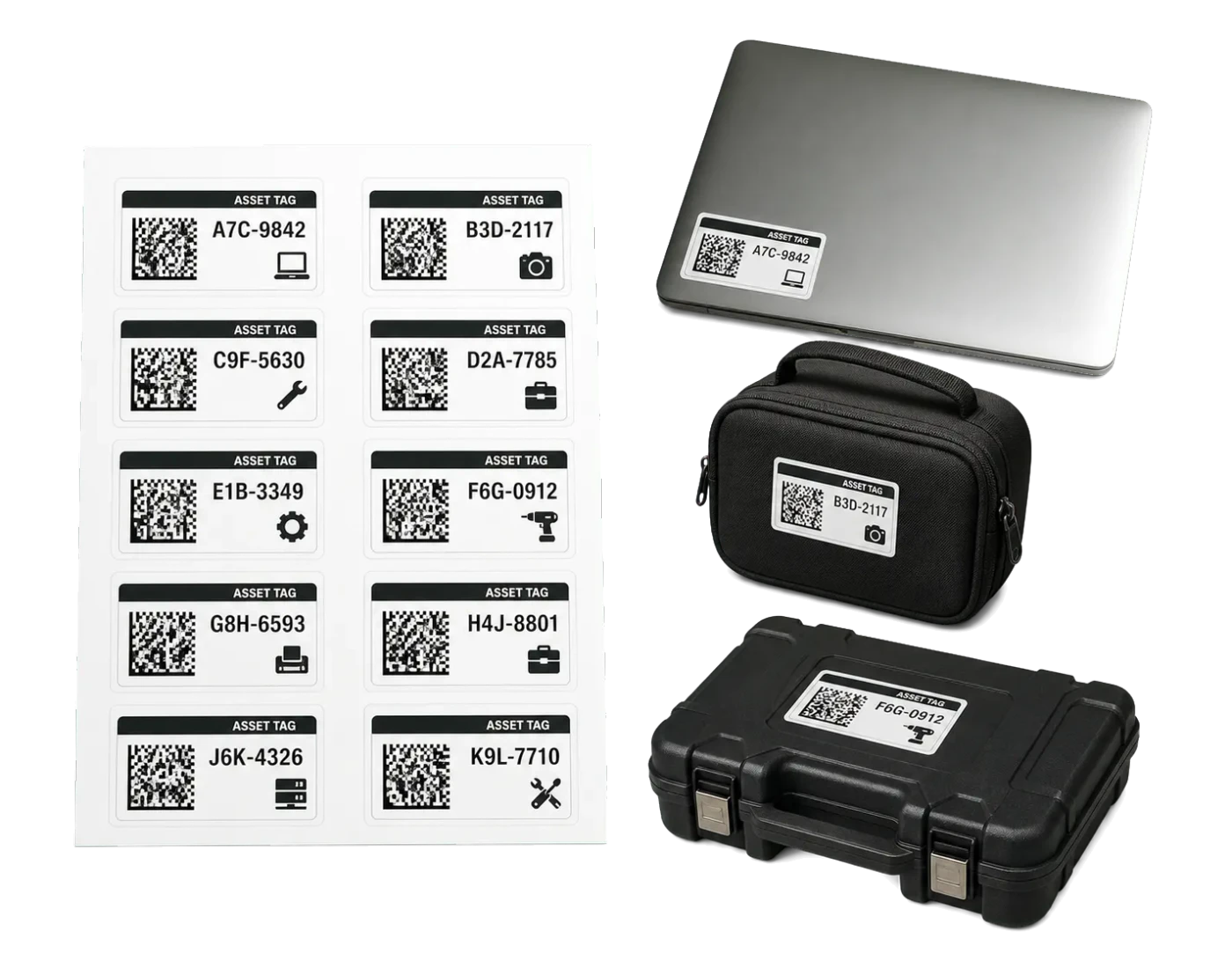 Asset Tags (DataMatrix) realistic print production example
