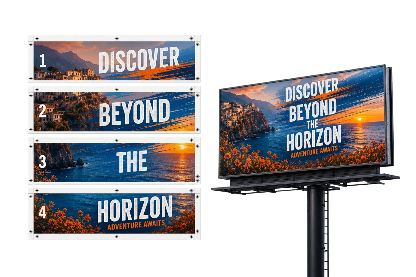 Billboard Tiles (4-Panel) realistic print production example