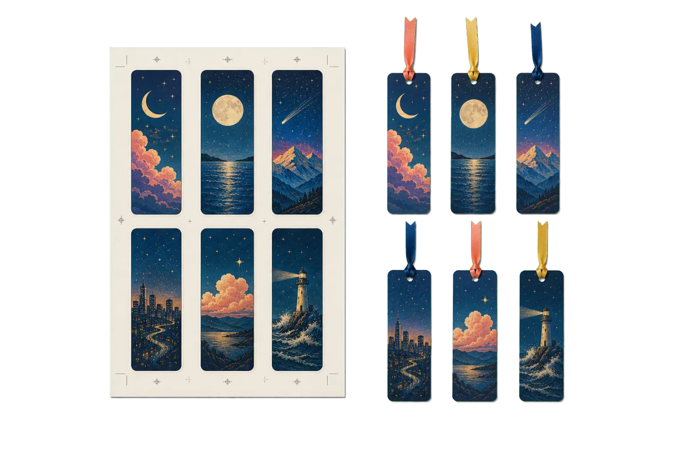 Bookmarks (6-Up) realistic print production example
