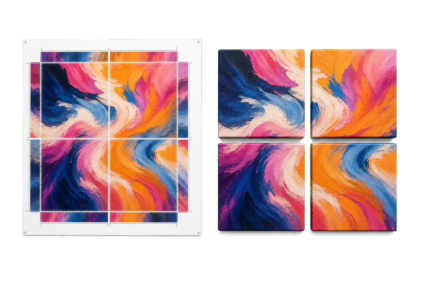 Canvas Wrap Print Tiling imposed sheet and finished print example