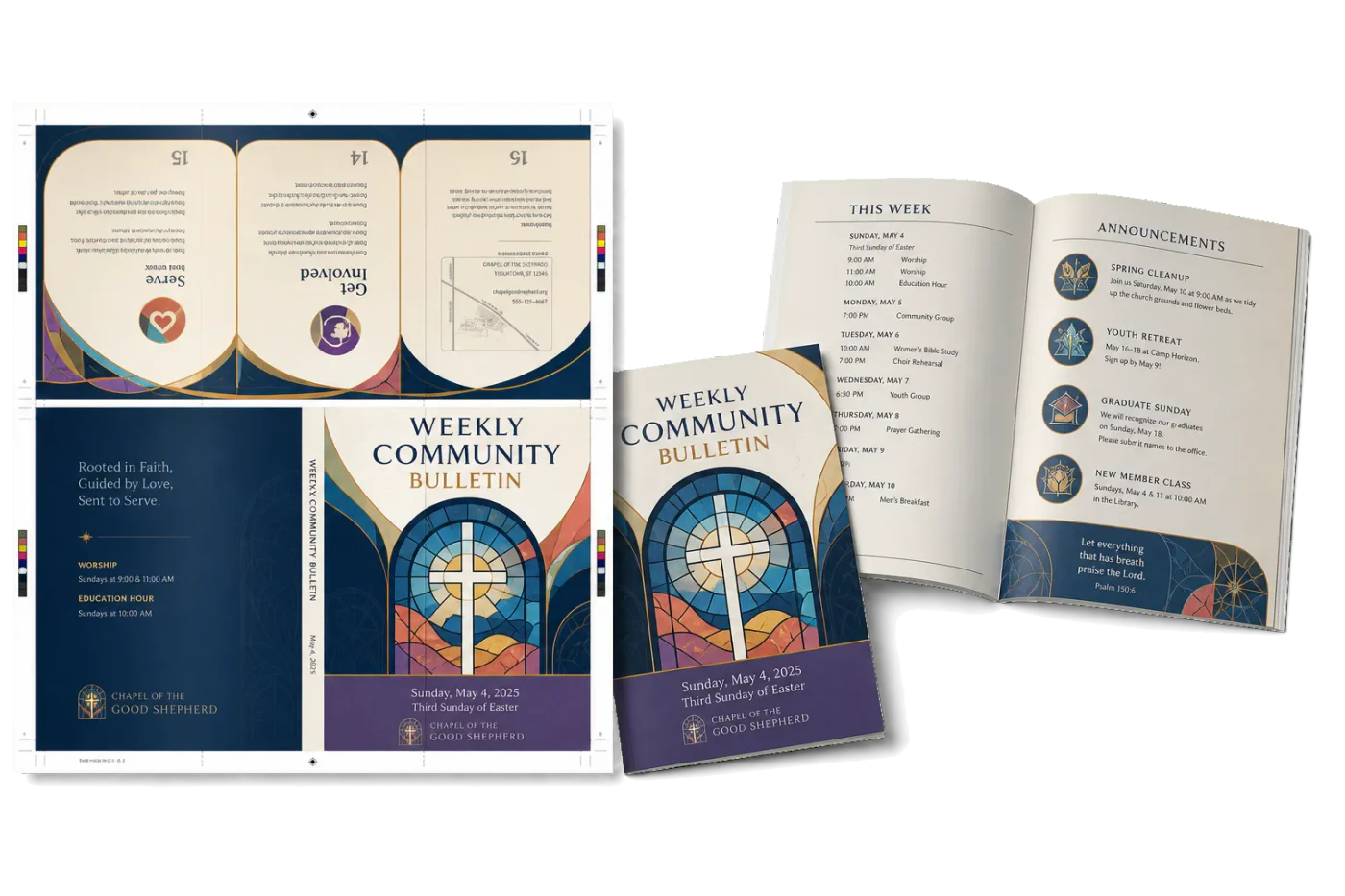 16-Page Church Bulletin (A4) realistic print production example