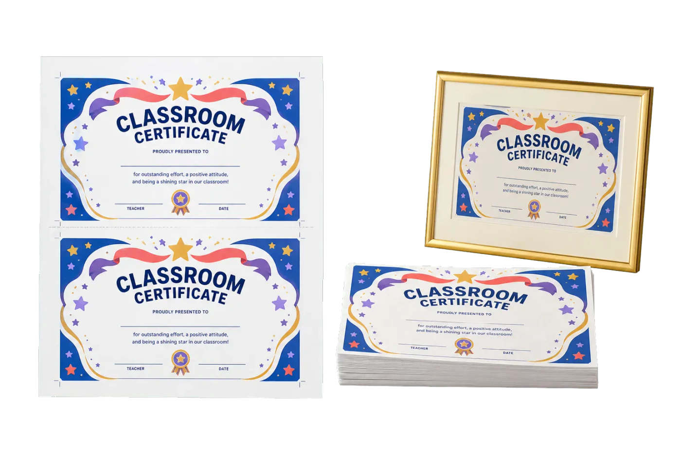 Certificates (2-Up) realistic print production example