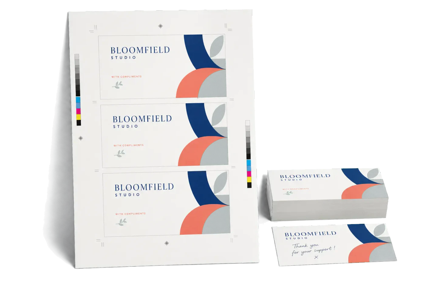 Compliment Slips (DL 3-Up) imposed sheet and finished print example