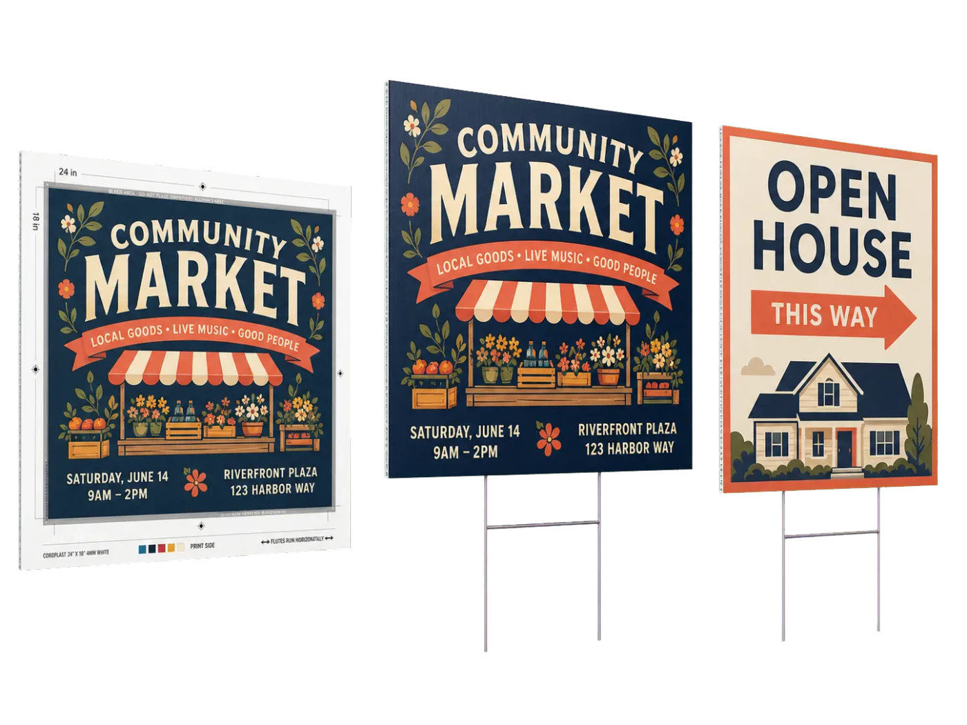 Yard Sign (24×18") realistic print production example