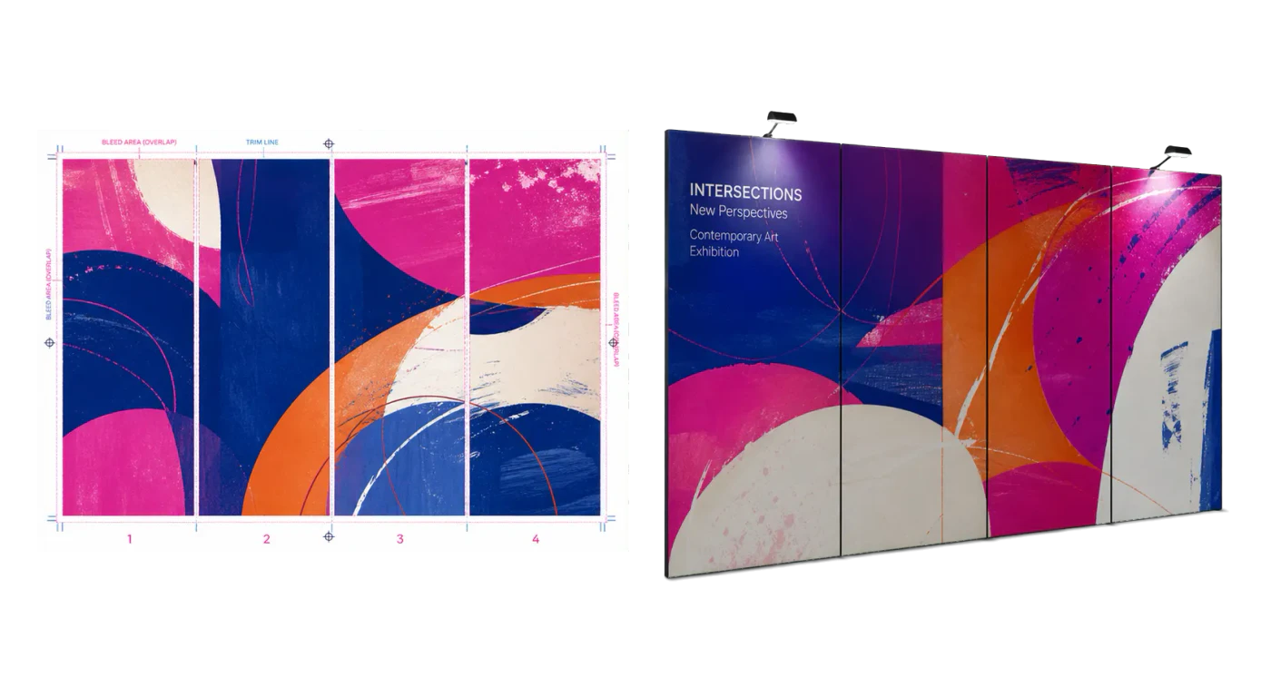Exhibition Panel (4×8 ft) imposed sheet and finished print example