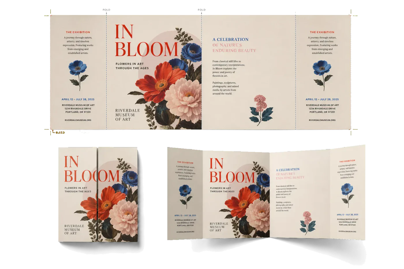 Gatefold Brochure (4-Panel, Letter) imposed sheet and finished print example