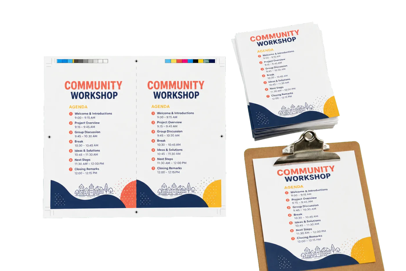 Half-Sheet Handout 2-Up realistic print production example