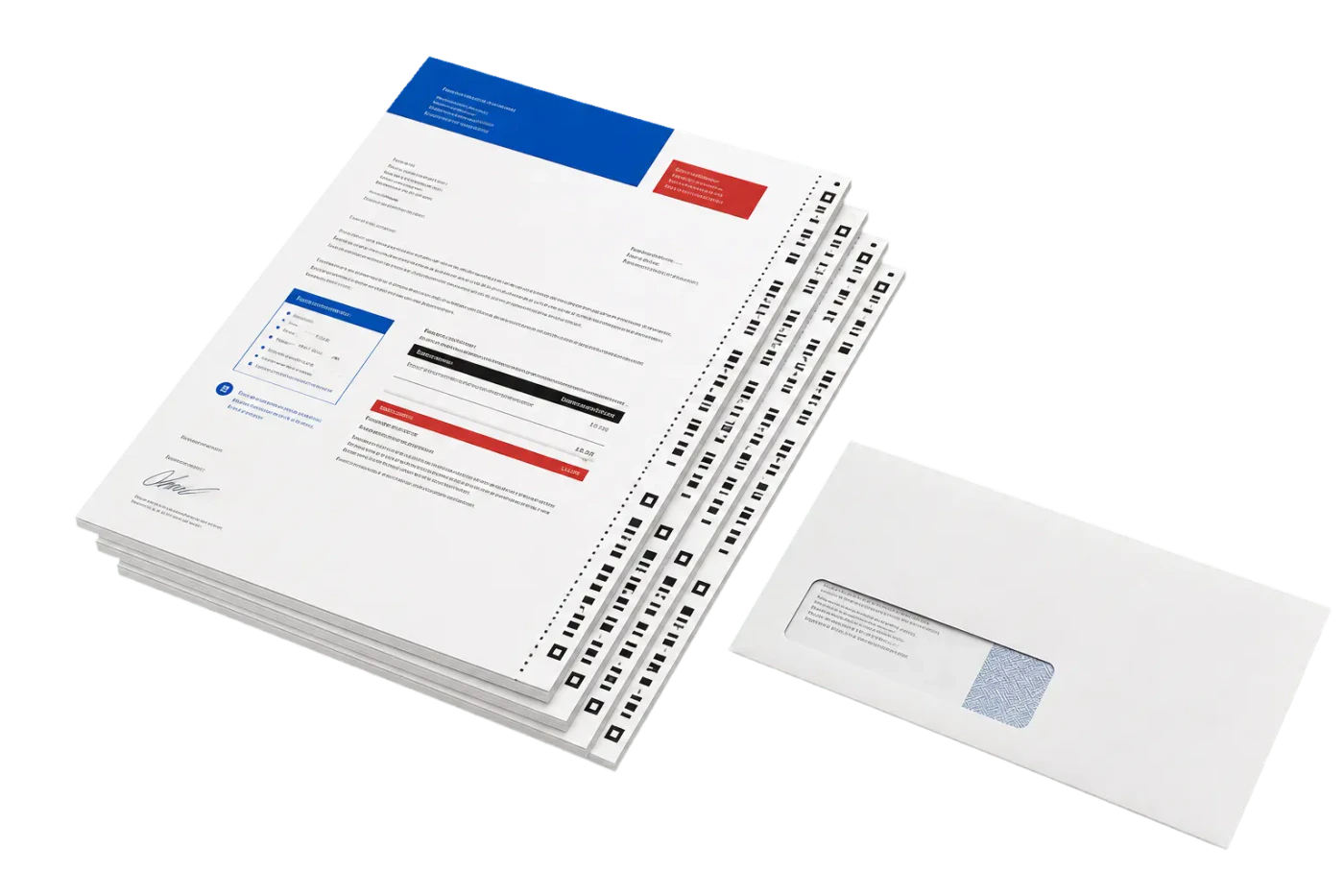 Transactional Letter with 8-Bit OMR imposed sheet and finished print example