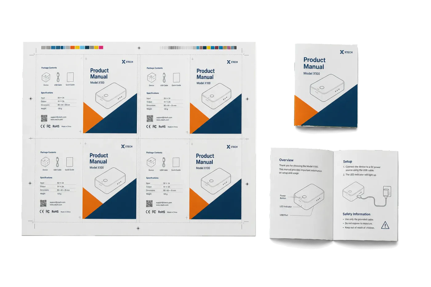 Instruction Booklet (A6 4-Up) imposed sheet and finished print example