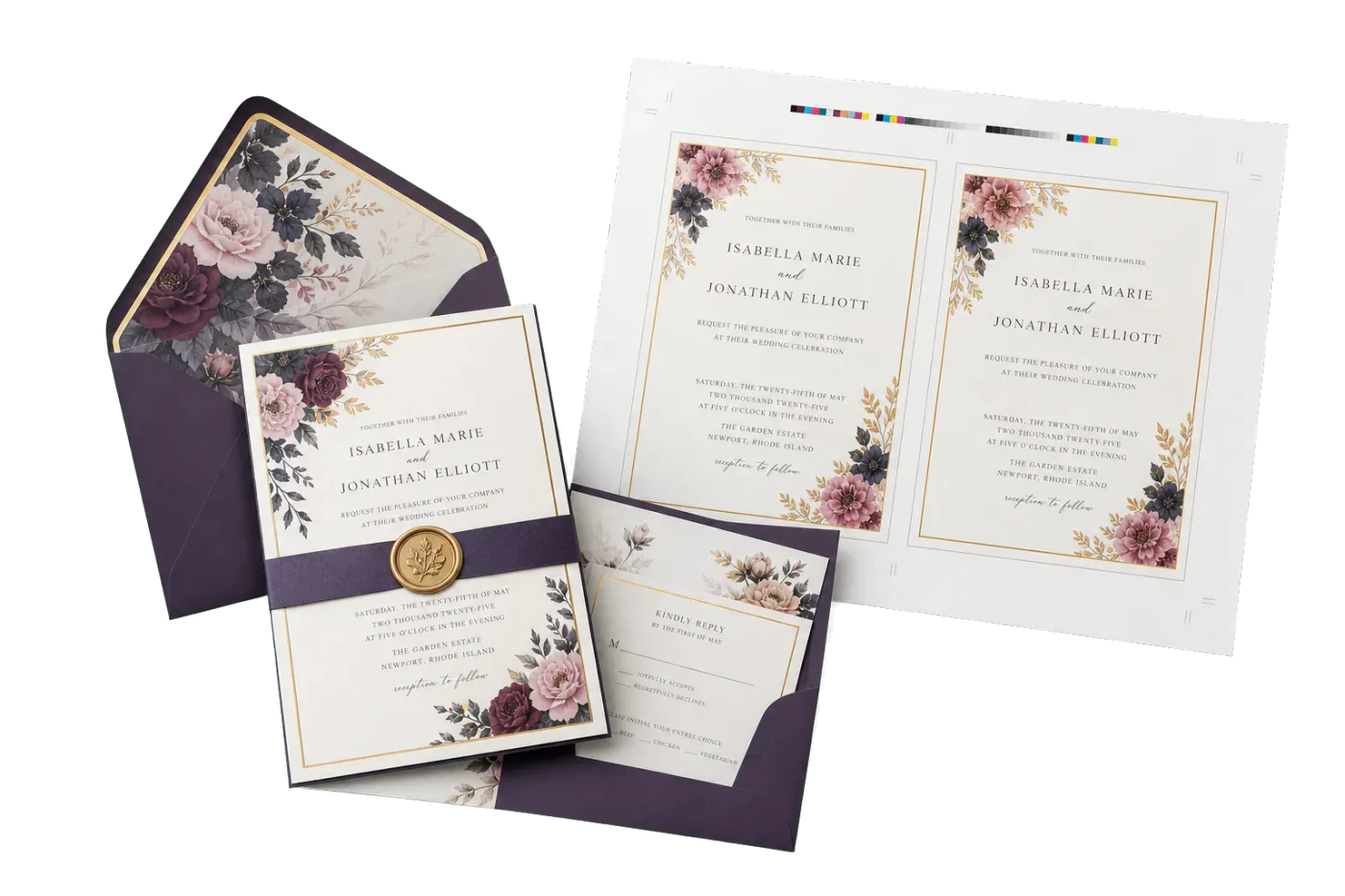 2-Up Invitation Cards (5×7") realistic print production example