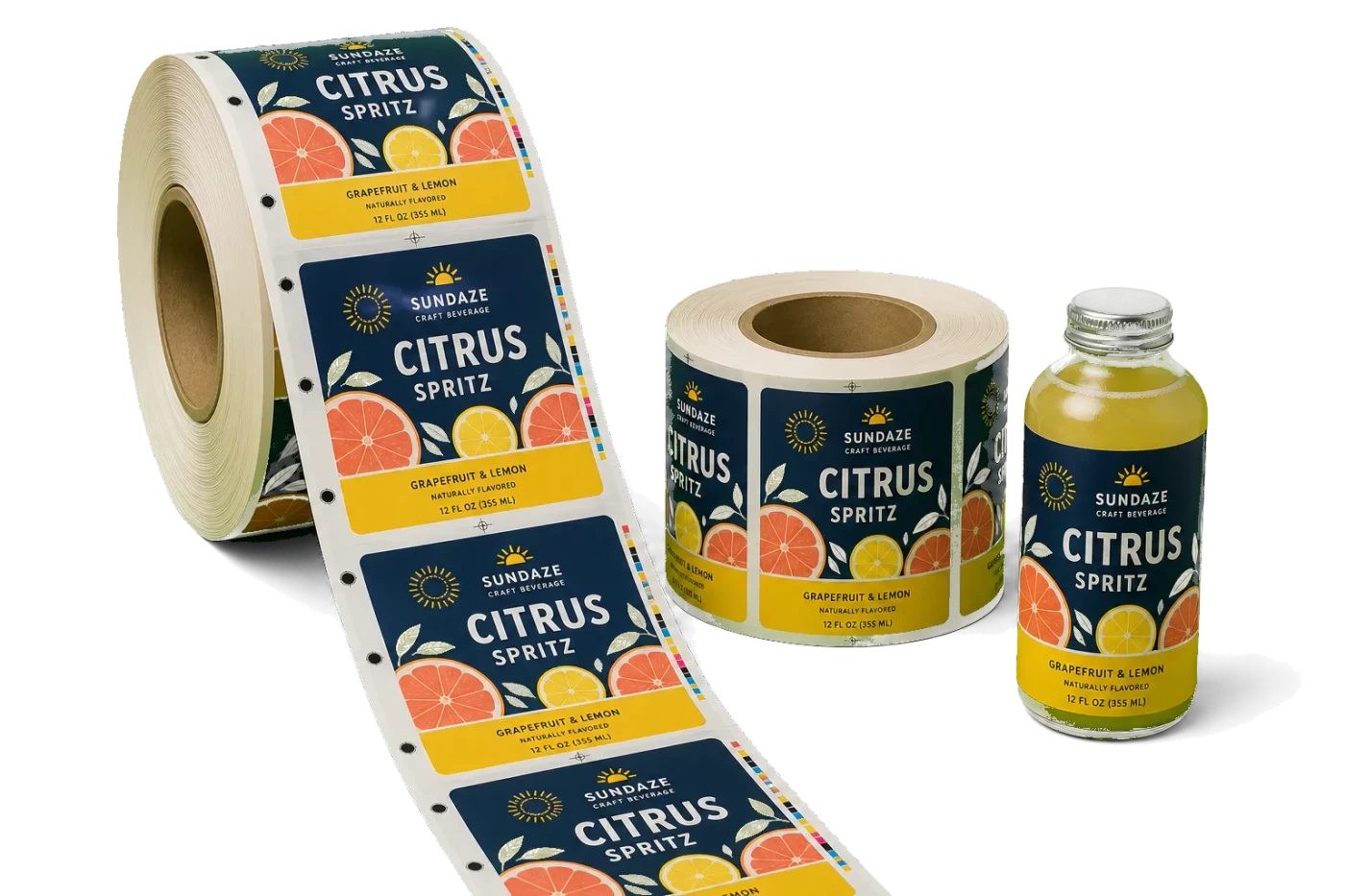 Label Roll (Continuous) imposed sheet and finished print example