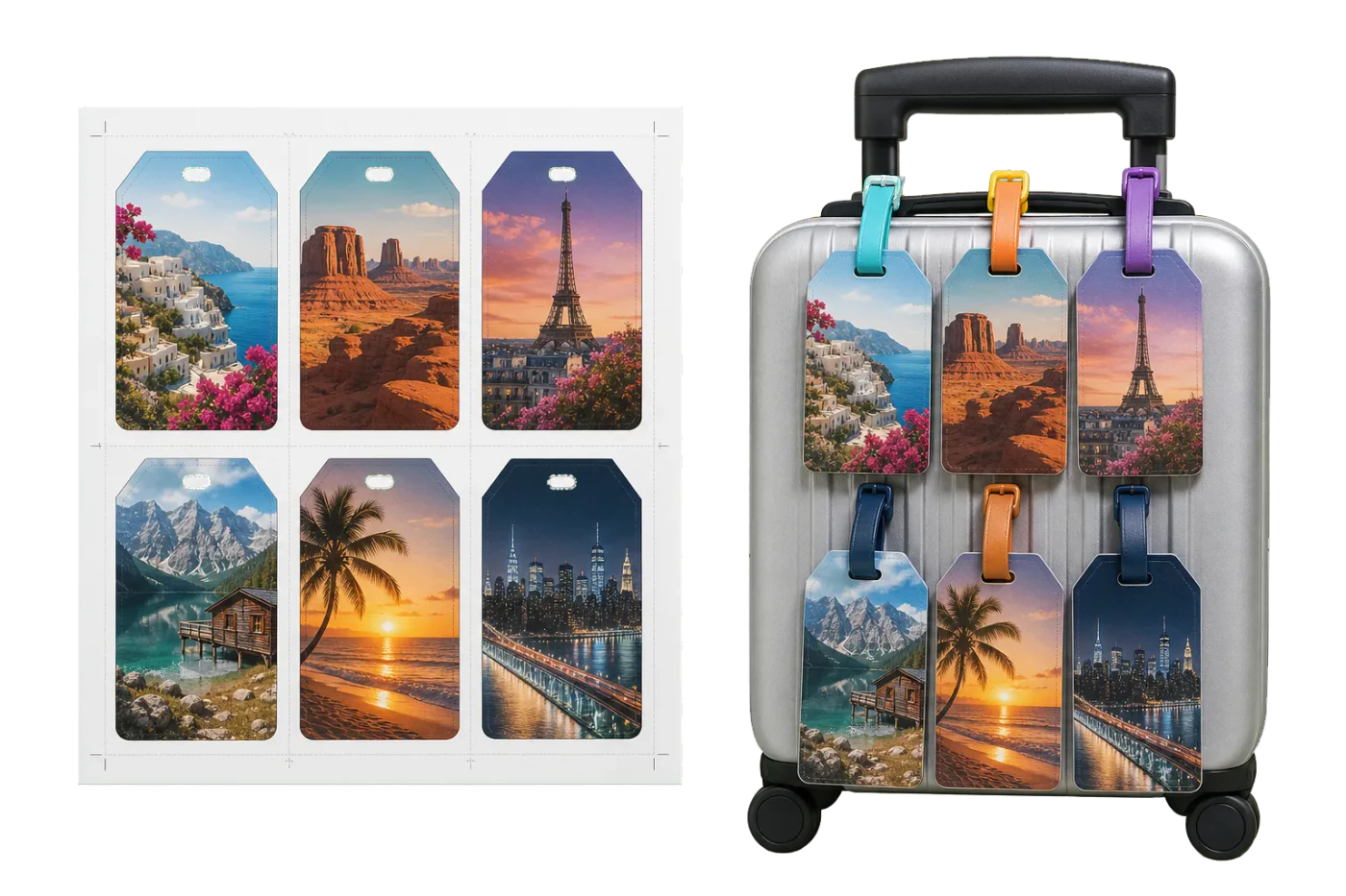 Luggage Tags (6-Up) realistic print production example