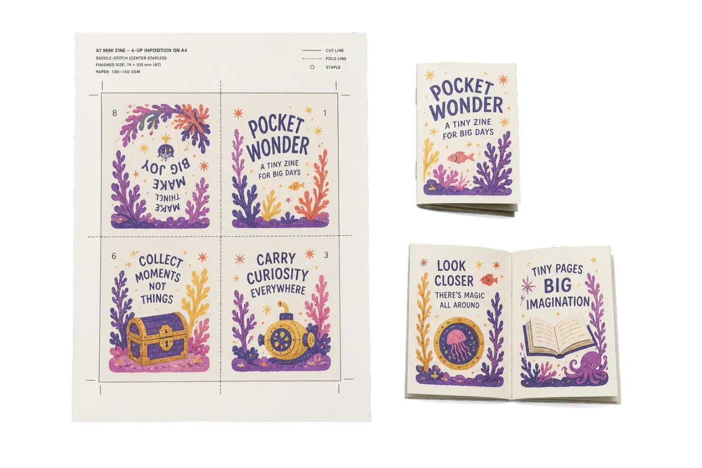 Mini Booklet (A7 Zine) realistic print production example