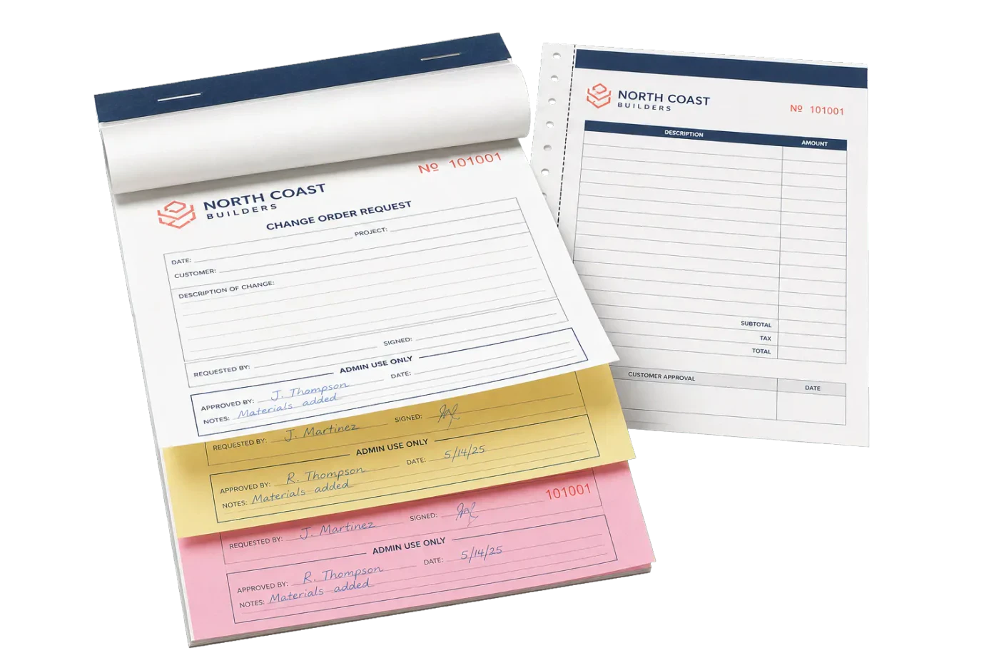 NCR Form (3-Part Carbon) realistic print production example