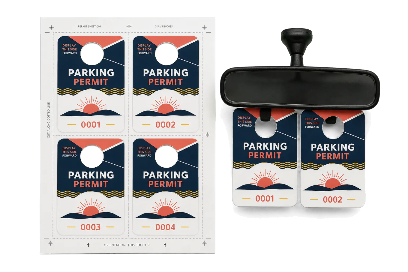 Parking Permits (4-Up) realistic print production example