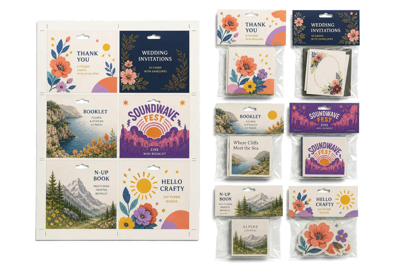 Poly Bag Headers (6-Up) realistic print production example
