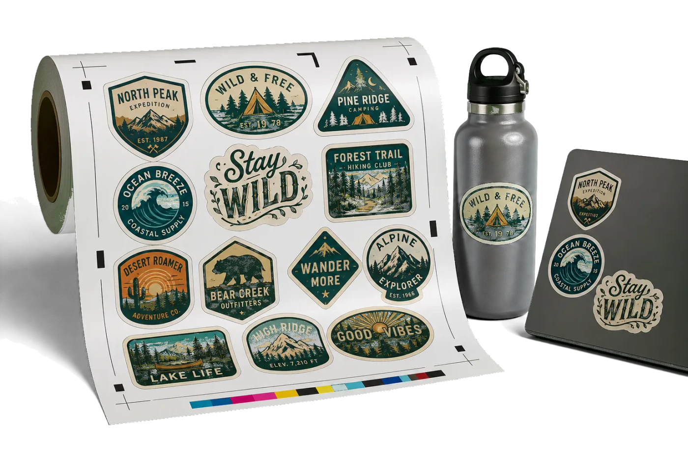 Print & Cut Vinyl Decals imposed sheet and finished print example
