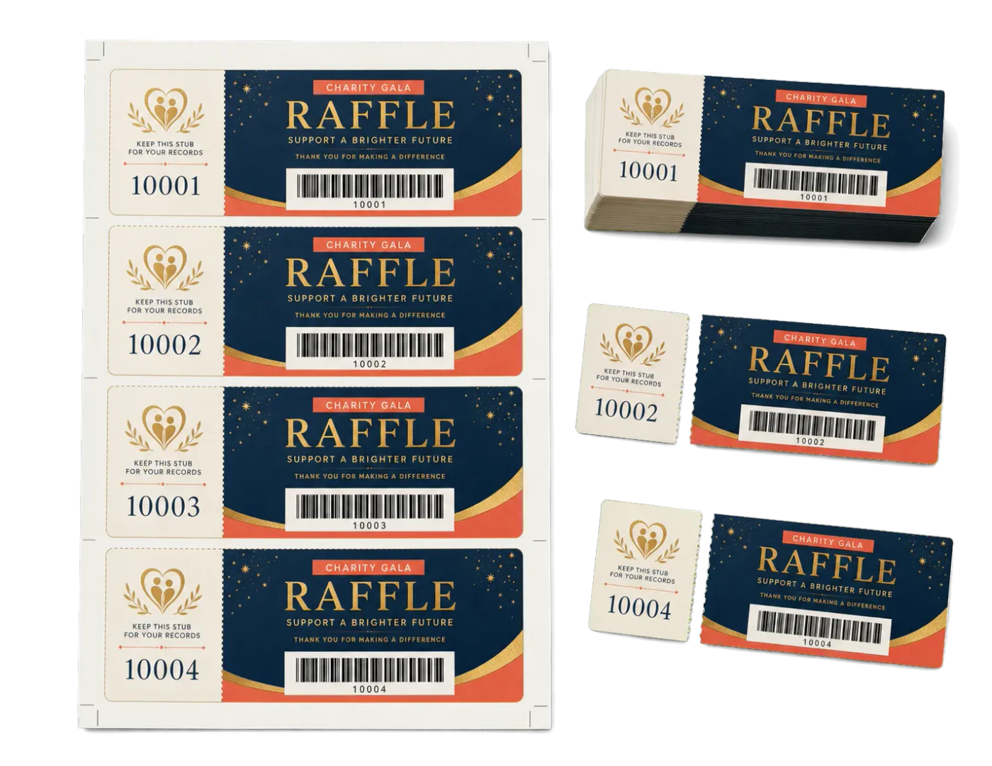 Raffle Tickets (Numbered) realistic print production example