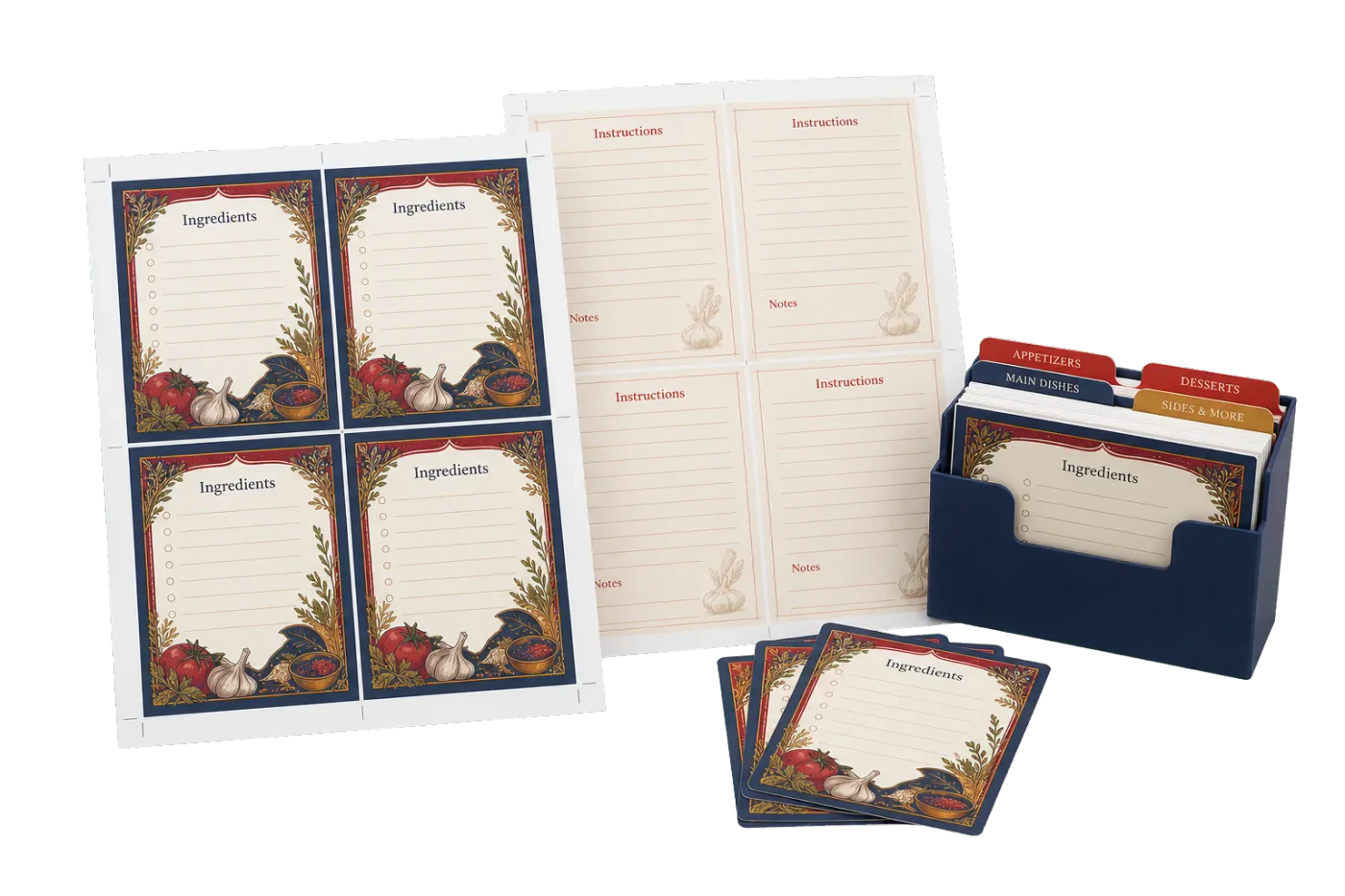 Recipe Cards (4×6", 4-Up) realistic print production example
