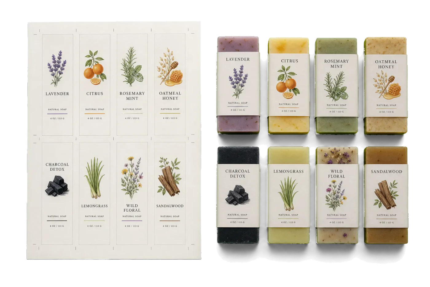 Soap Band Wraps (8-Up) realistic print production example