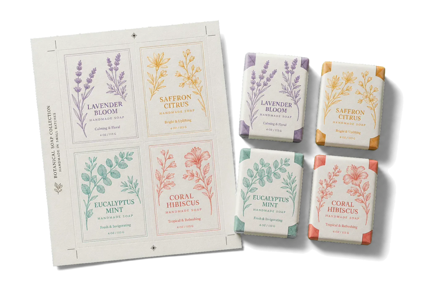 Soap Bar Wrap 4-Up print example