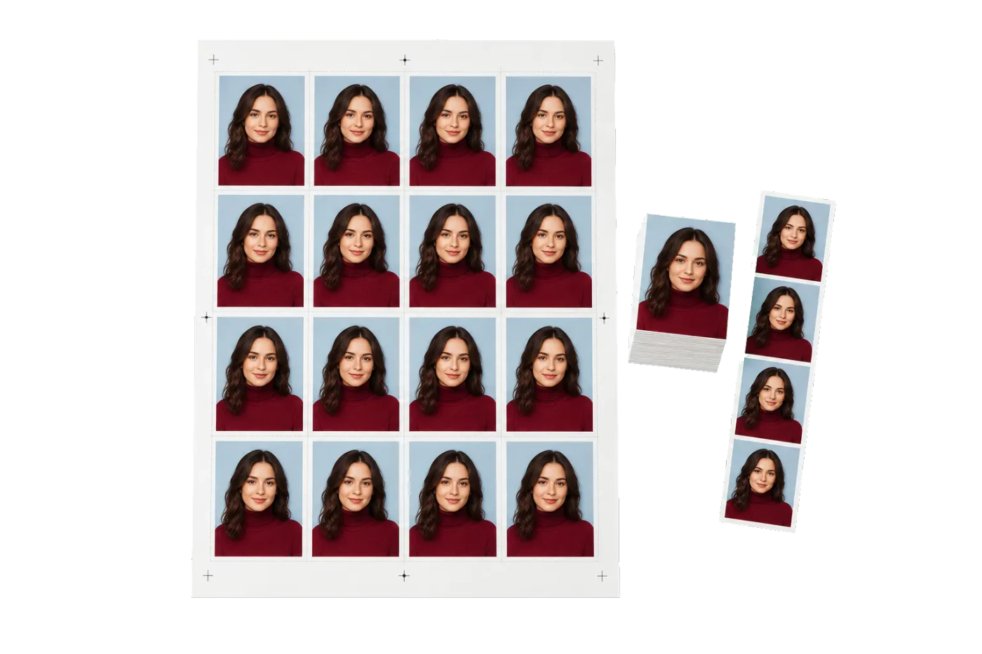 Step-and-Repeat Photo Print imposed sheet and finished print example