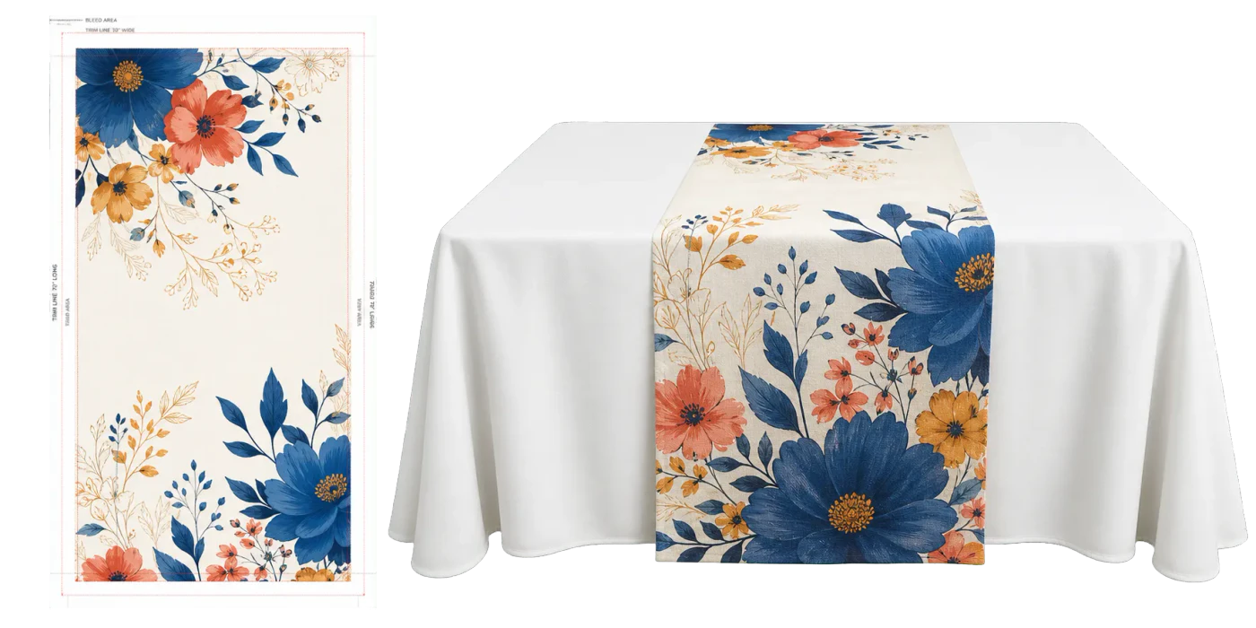 Table Runner (30×72") realistic print production example