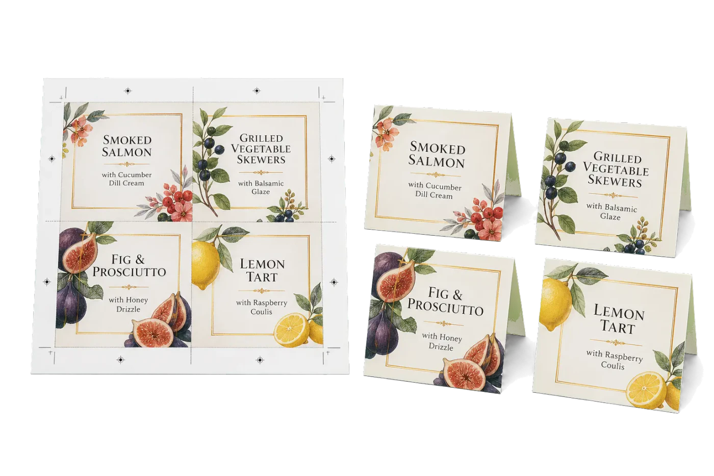 Tent Cards (4-Up) realistic print production example
