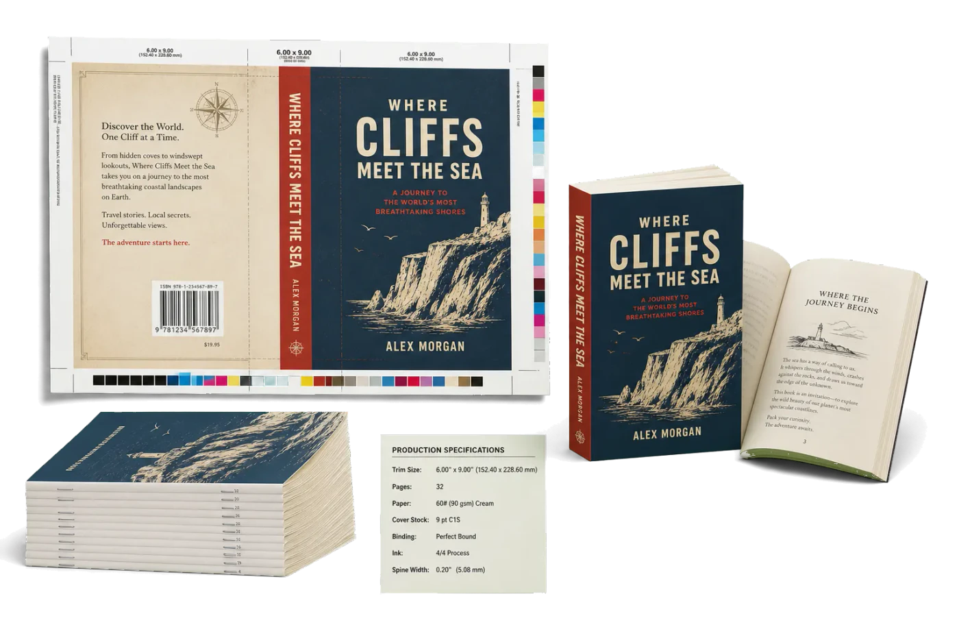 Trade Paperback 32-Page (Spine + Signature) imposed sheet and finished print example