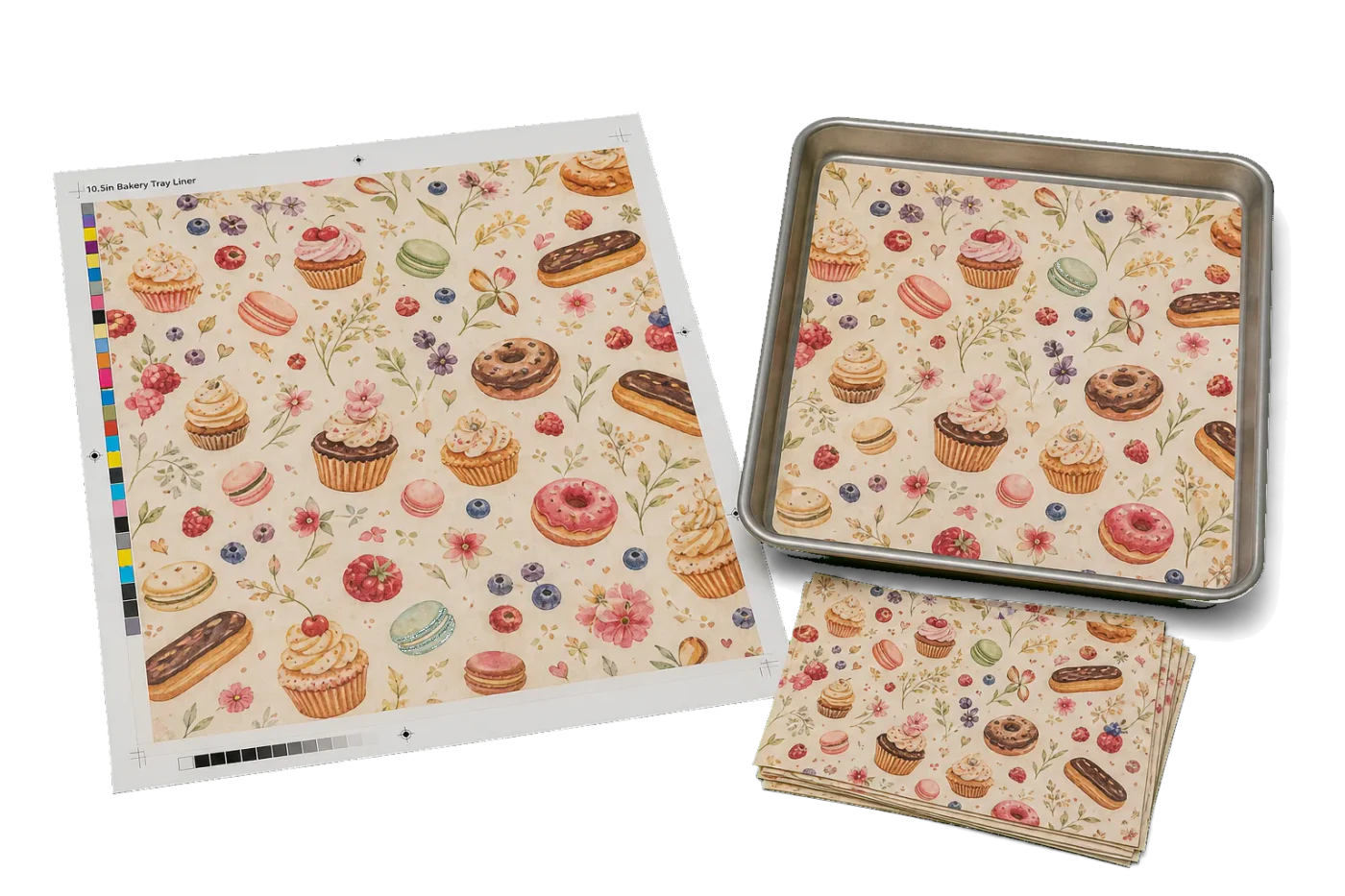 Bakery Tray Liner (1-Up) realistic print production example