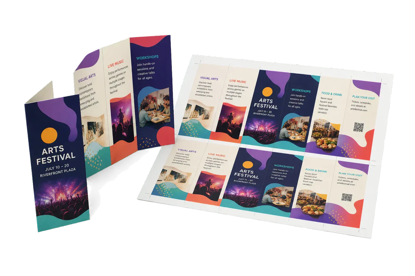 Tri-Fold Brochure 2-Up realistic print production example