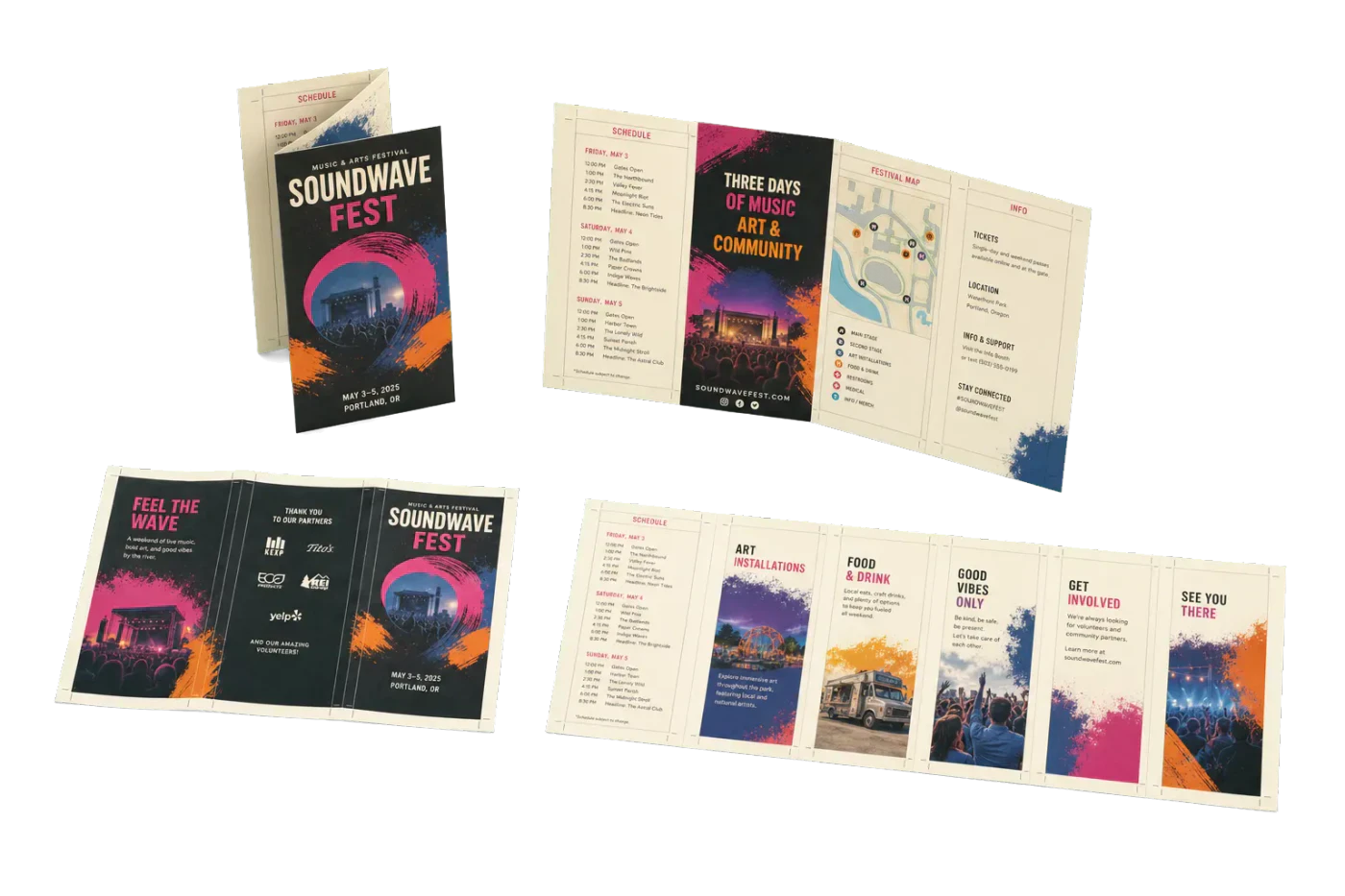 Tri-Fold Event Program realistic print production example