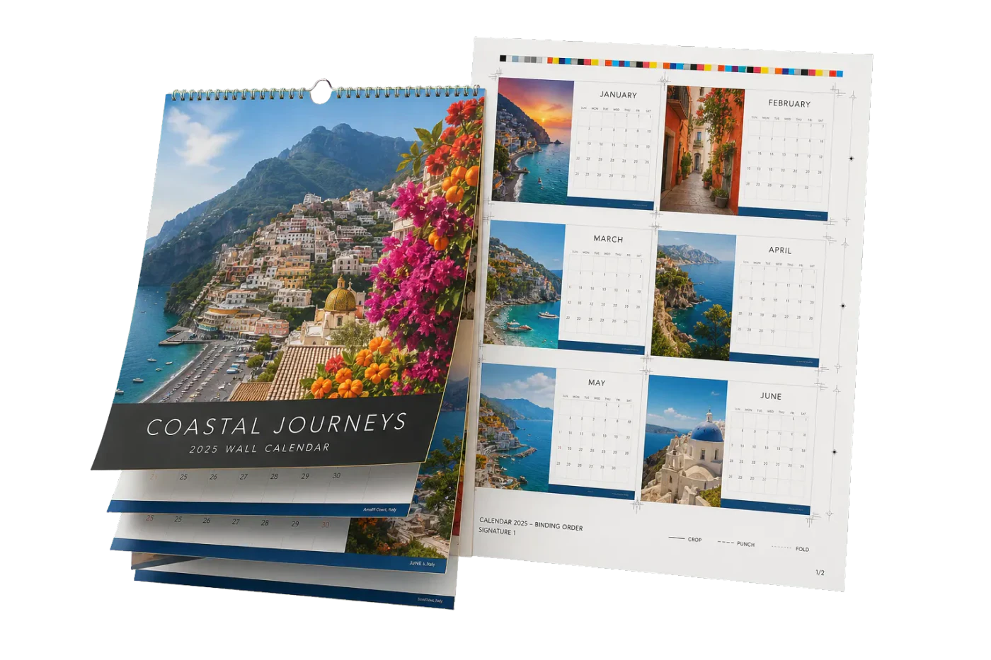 Wall Calendar Signatures imposed sheet and finished print example