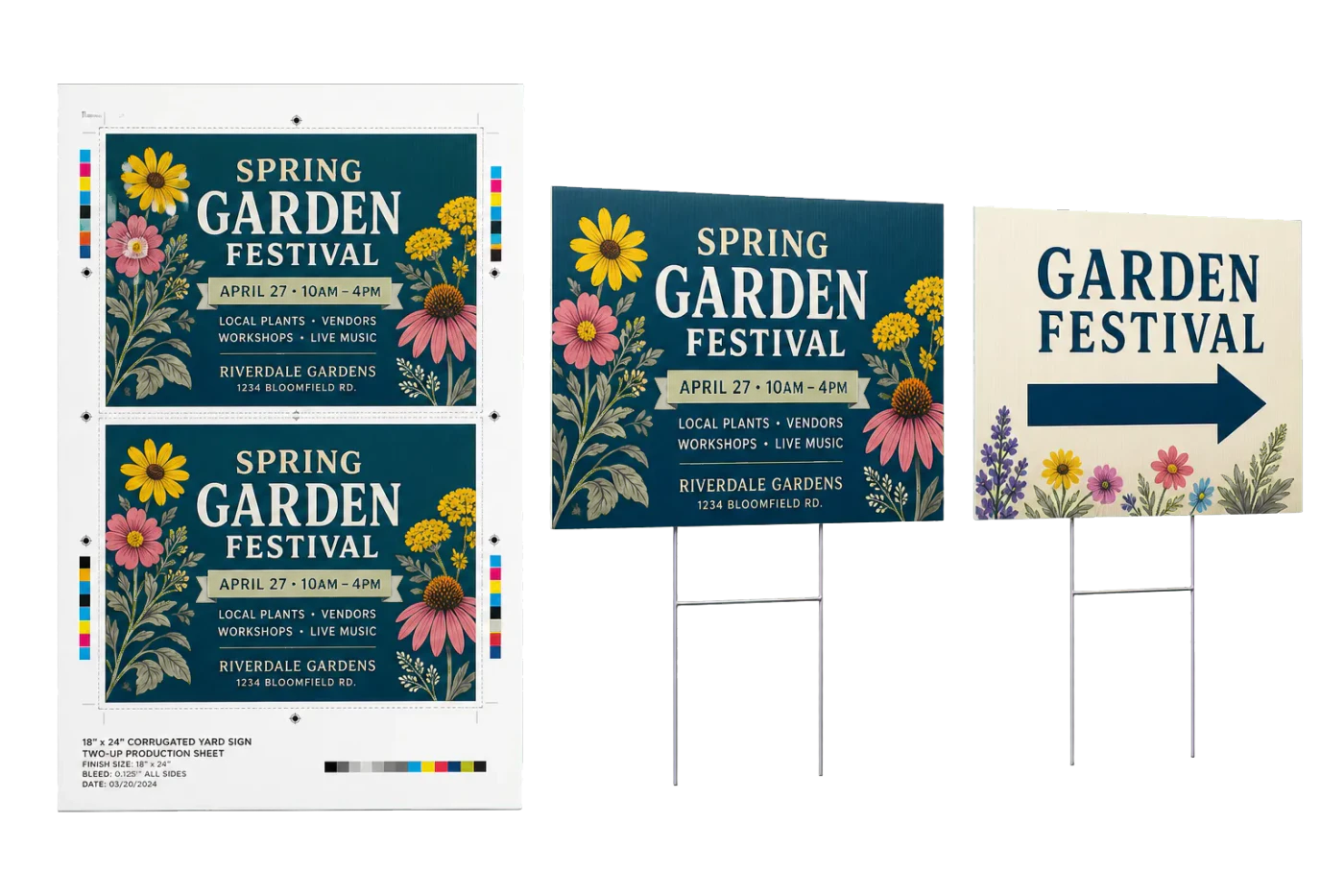 Yard Signs (18×24") realistic print production example